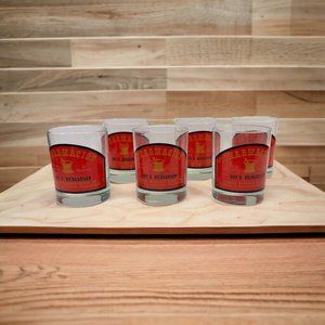 Vintage Mid Century Advertising Old Fashion Barware Glasses Pharmacist Set of 6